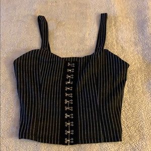 Black and white pinstripe crop top